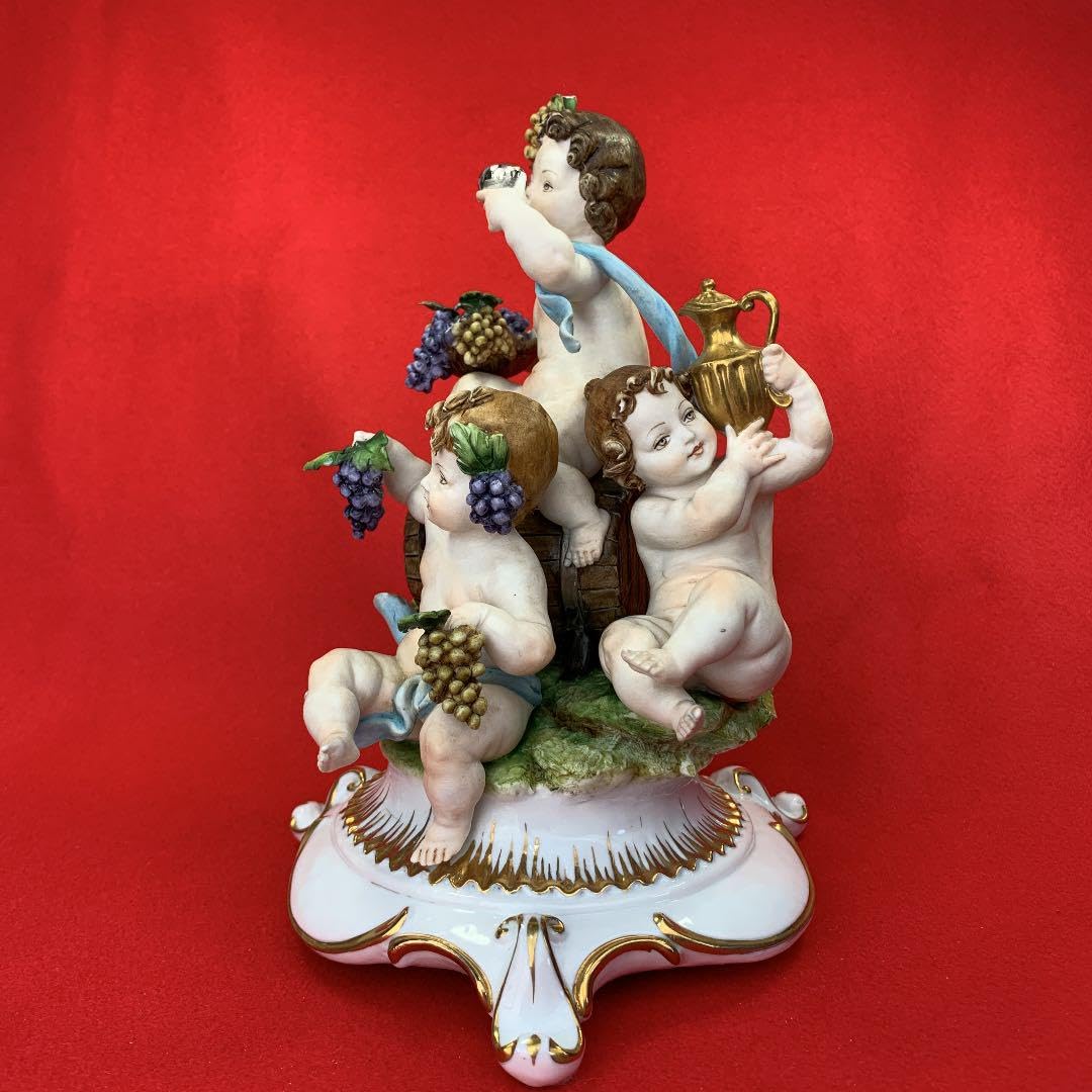 ♥️Tiche ティケ♥️ ロココ調 エンジェルワイン祭り 置物 イタリー製 ♥️Tiche ティケ ロココ調 エンジェルワイン祭り 置物 イタリー製